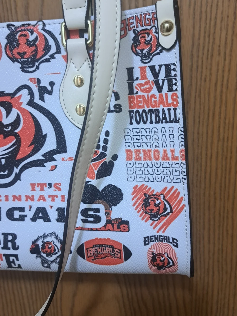 Cincinnati Bengals Starbucks Graphic Satchel/ Shoulder Bag in White/Orange Black